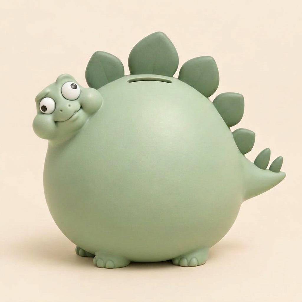 Nugget the Dino, an oversized animal coin bank for kids