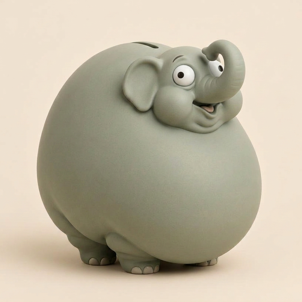 Peanut the Elephant, an oversized animal coin bank for kids